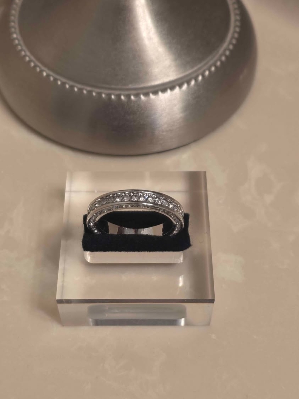 Silver and CZ Eternity Ring Band Size 9